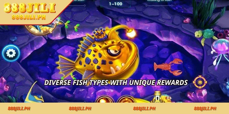 Diverse fish types with unique rewards