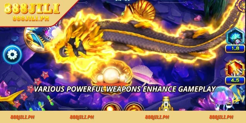 Various powerful weapons enhance gameplay